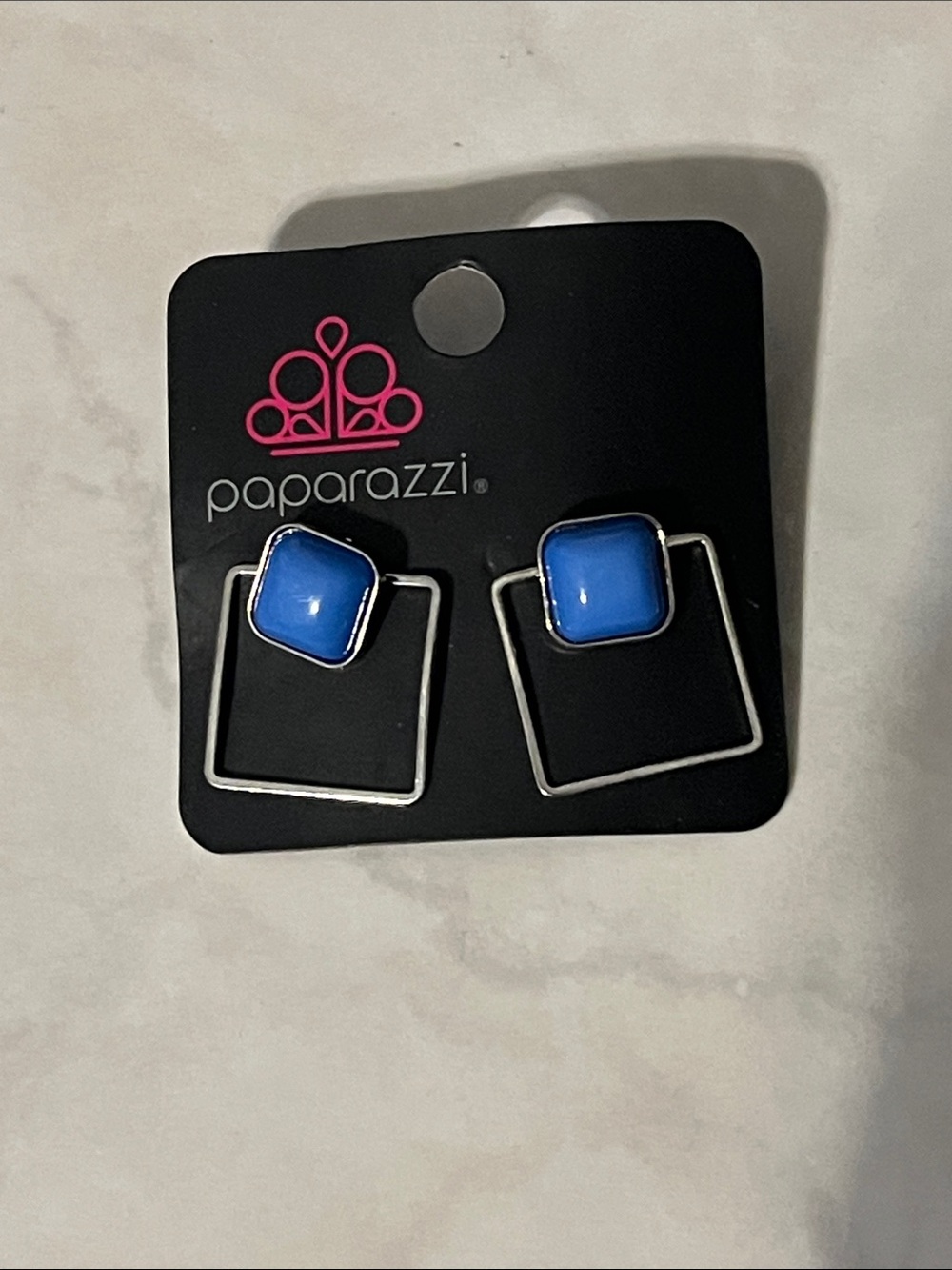 Paparazzi Blue Square Drop Earrings